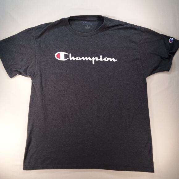 Champion Script Logo T-Shirt Dark Gray Men’s Size L - Picture 1 of 6